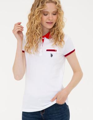 Kadın Beyaz Polo Yaka T-Shirt