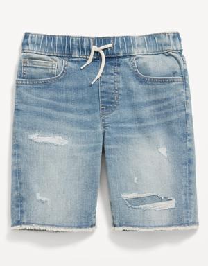 360° Stretch Ripped Pull-On Jean Shorts for Boys (At Knee) blue