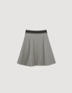 Short pleated skirt with rhinestones
