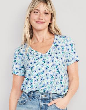 Luxe V-Neck Floral T-Shirt for Women multi