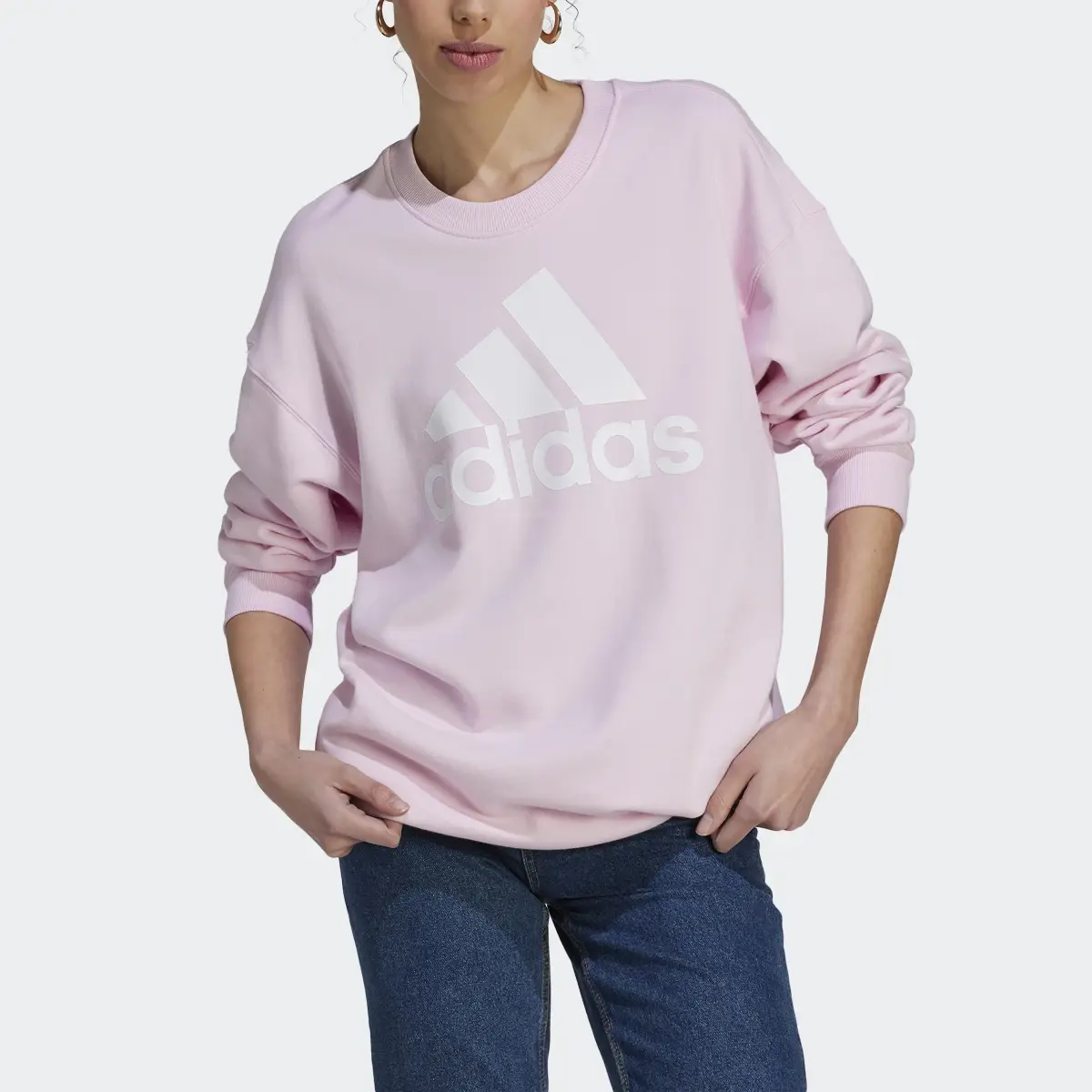 Adidas Sudadera Essentials Logo Extra Grande Tela French Terry Ajuste Holgado. 1