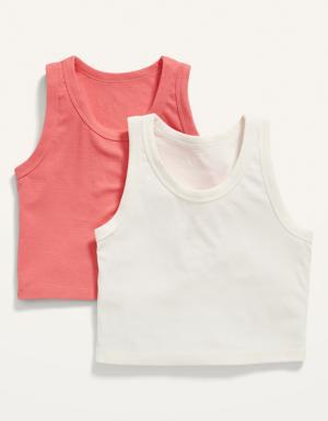Cropped UltraLite Rib-Knit Performance Tank 2-Pack for Girls white