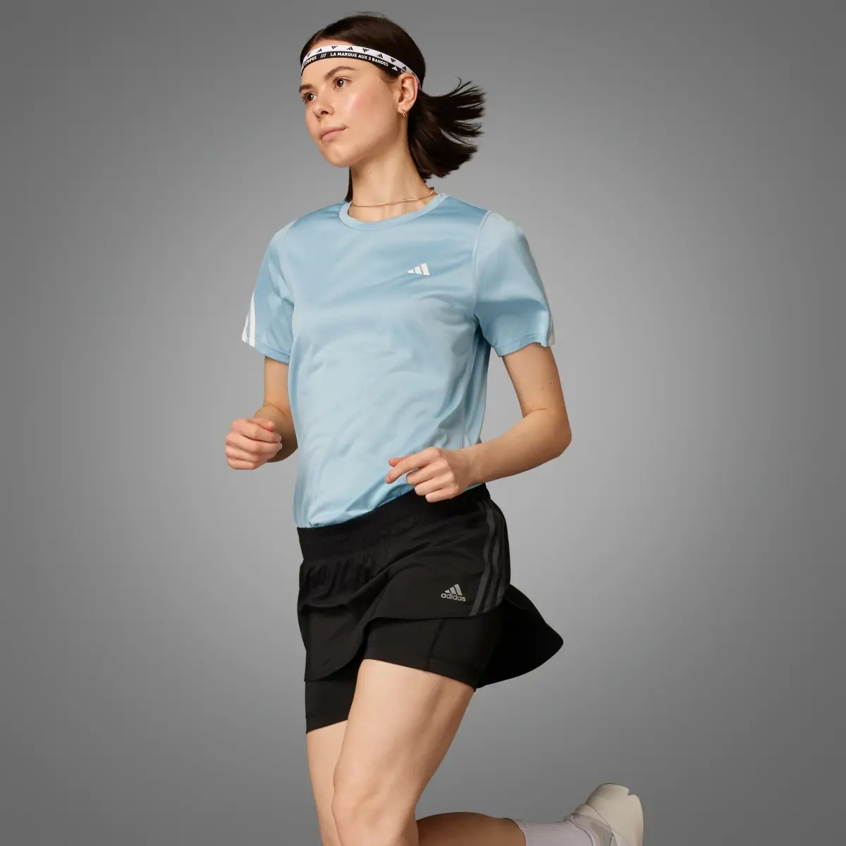Adidas Jupe-short de running Run Icons 3 bandes. 1