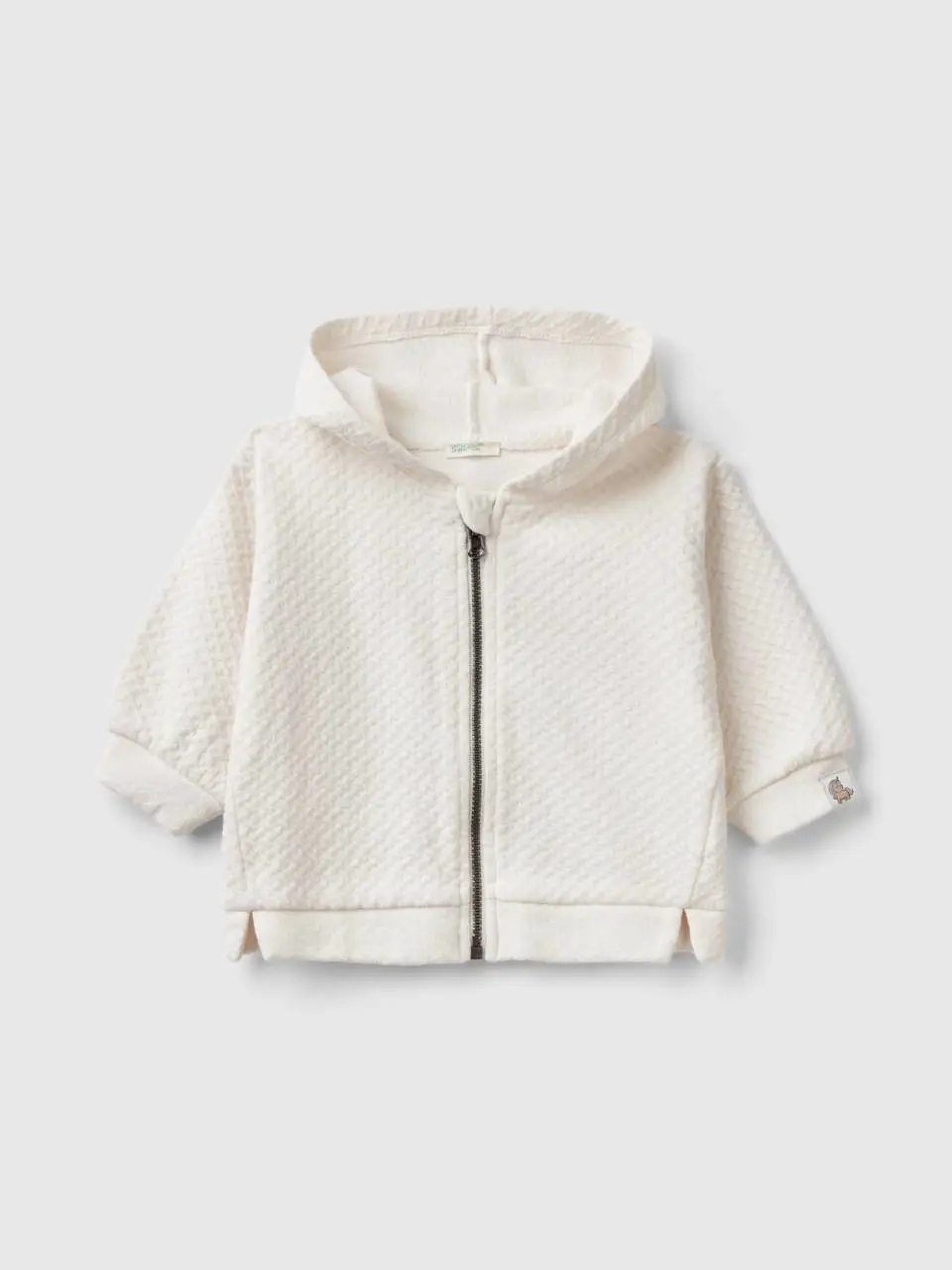 Benetton jacquard zip-up hoodie. 1