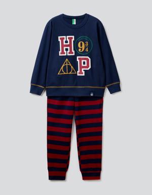 Erkek Çocuk Lacivert Harry Potter Baskılı Pijama Takımı