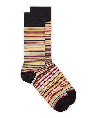 Striped Stretch-Cotton Socks