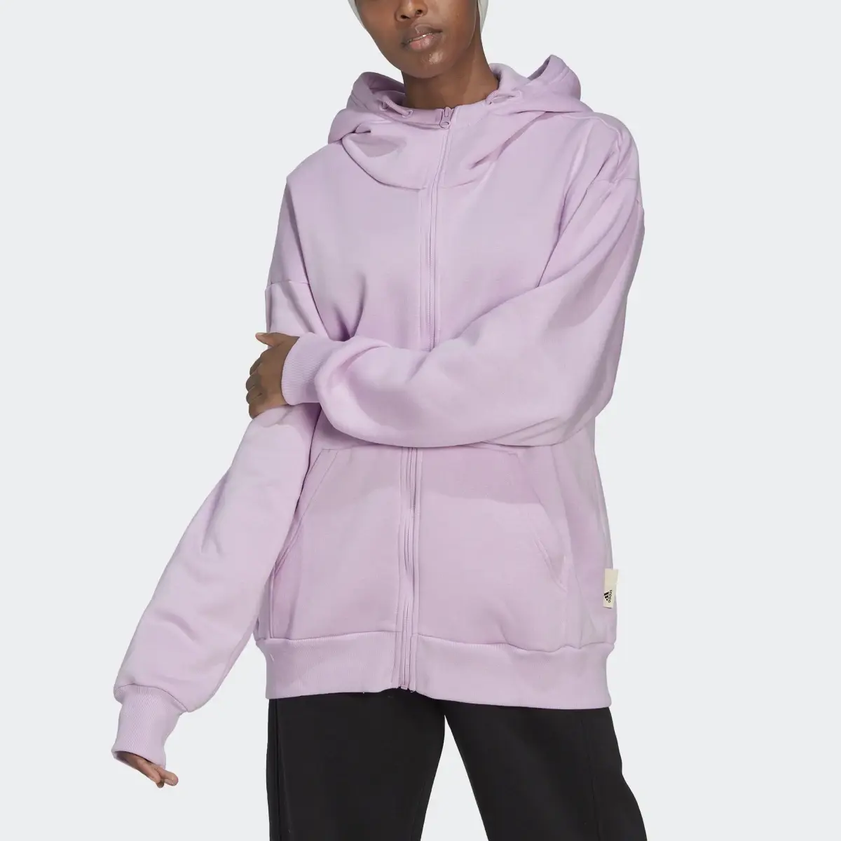 Adidas Studio Lounge Fleece Full-Zip Hoodie. 1