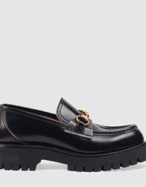 Women's leather lug sole loafer