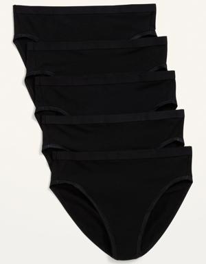 High-Waisted Supima® Cotton Bikini Underwear 5-Pack for Women black