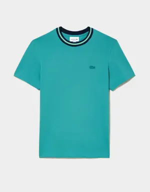 Lacoste Stripe Collar Stretch Piqué T-shirt