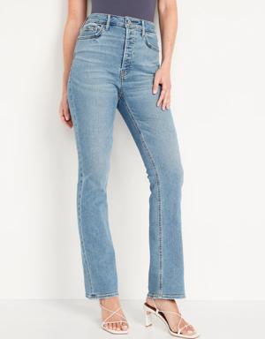 Extra High-Waisted Button-Fly Kicker Boot-Cut Jeans for Women blue