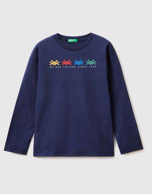 Erkek Çocuk Lacivert Benetton Yazılı T Shirt