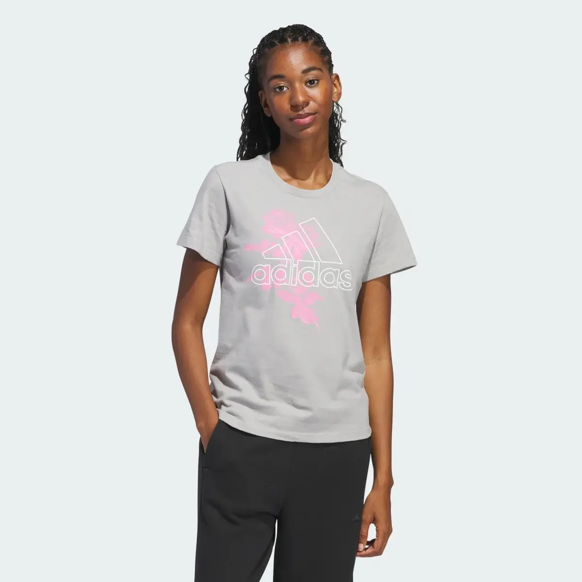 Adidas Outline Rose Graphic Tee. 2