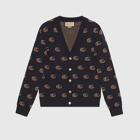 Gucci GG knit cashmere jacquard cardigan. 1