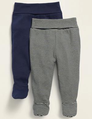 Unisex 2-Pack Fold-Over-Waist Footed Pants for Baby blue