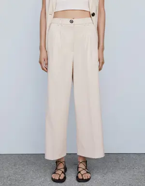 Pleated culottes pants