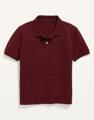 School Uniform Pique Polo Shirt for Boys red