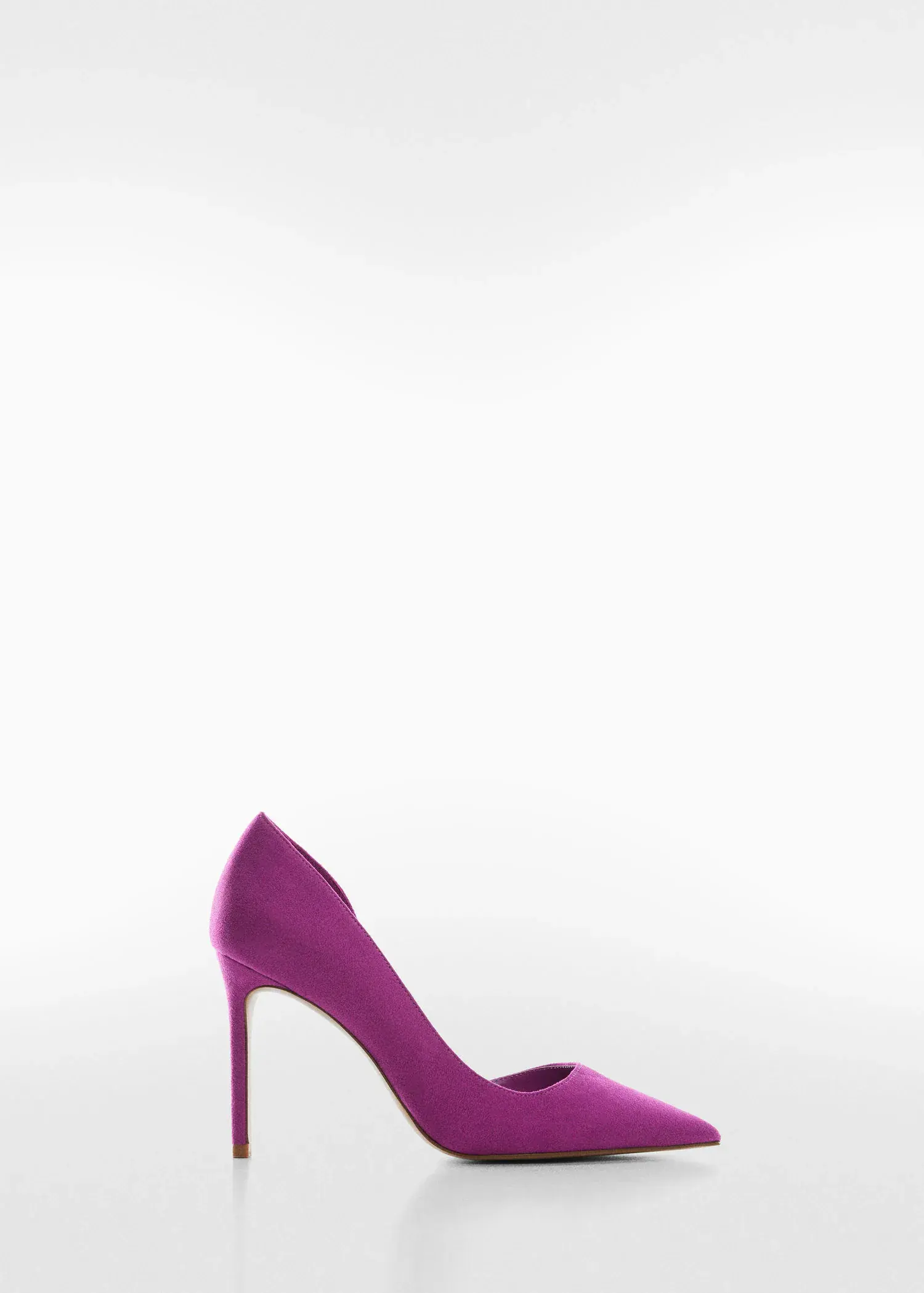 Mango Asymmetrical heeled shoes. a pair of pink shoes on a white background 