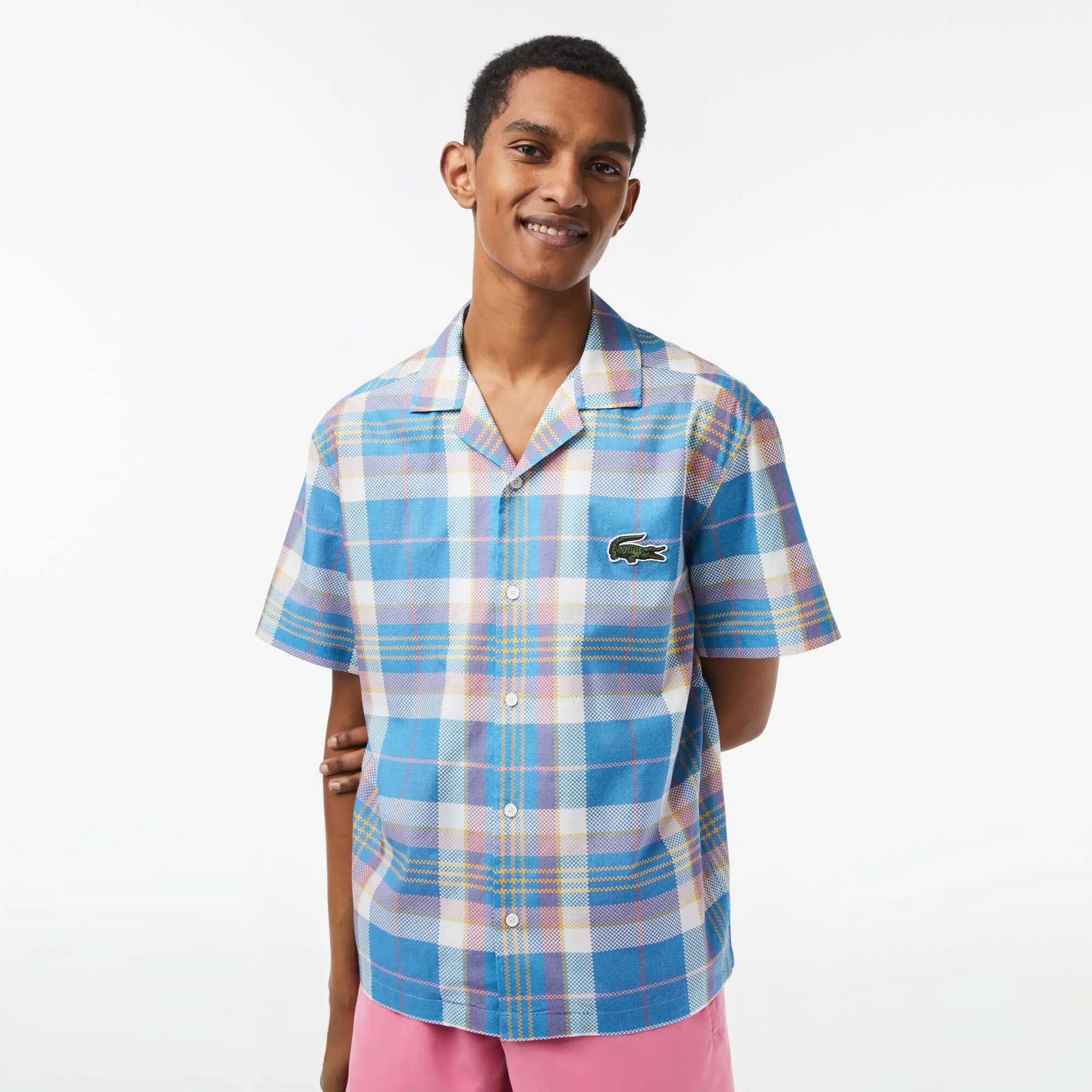 Lacoste Camisa em xadrez de algodão orgânico de manga curta Lacoste para homem. 1