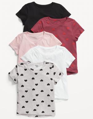 Softest Short-Sleeve T-Shirt Variety 5-Pack for Girls red
