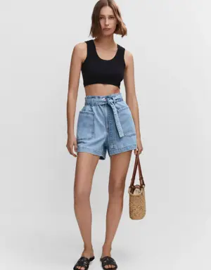 Paperbag-Shorts mit Gürtel