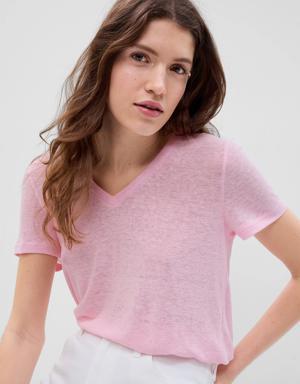 Gap Linen-Blend T-Shirt pink