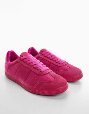 Monocolor deri spor ayakkabı