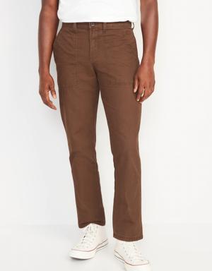 Straight Non-Stretch Canvas Workwear Pants for Men brown