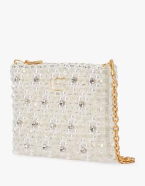 Purl Flower Beaded Mini Shoulder Bag