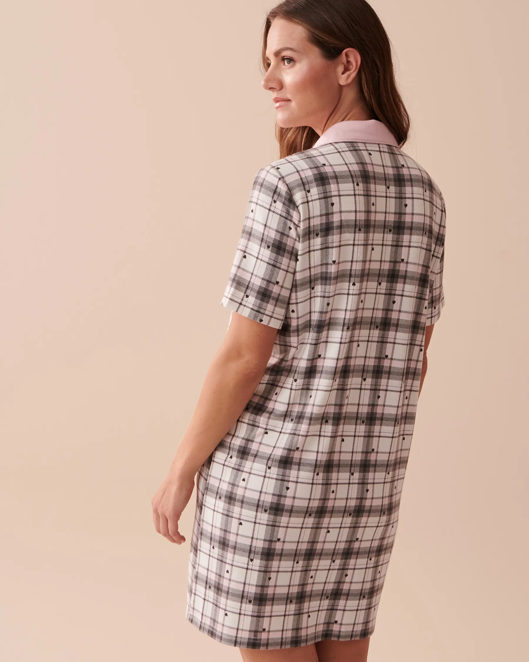 La Vie en Rose Recycled Fibers Plaid Short Sleeve Sleepshirt. 2