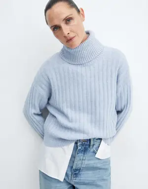 Mango Rolled neck cable sweater