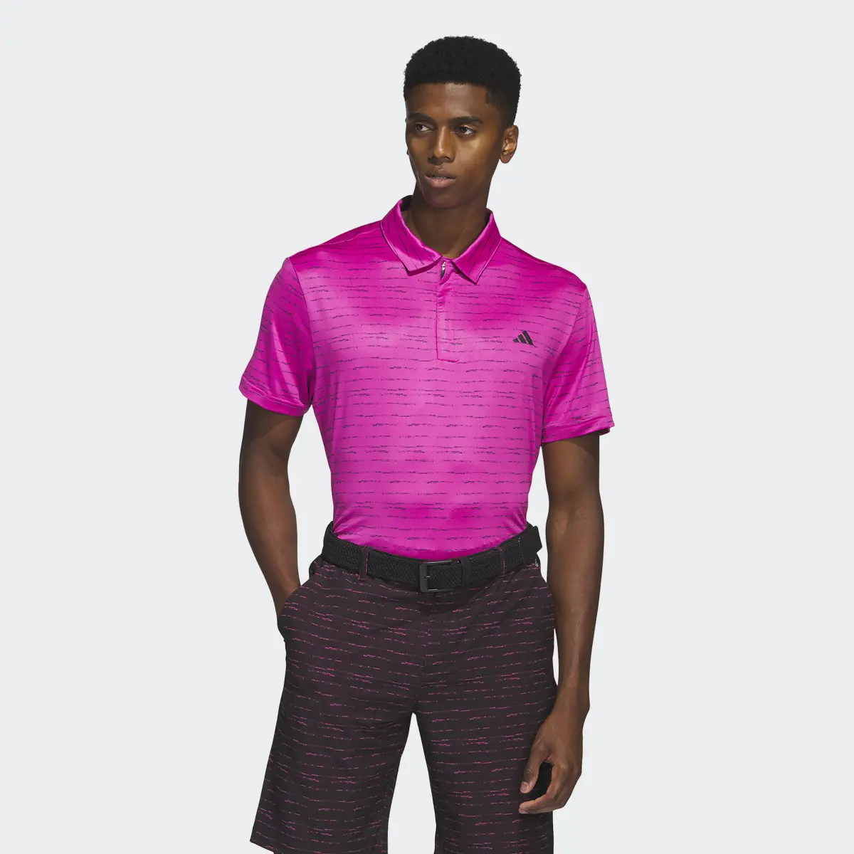 Adidas Stripe Zip Golf Polo Shirt. 2