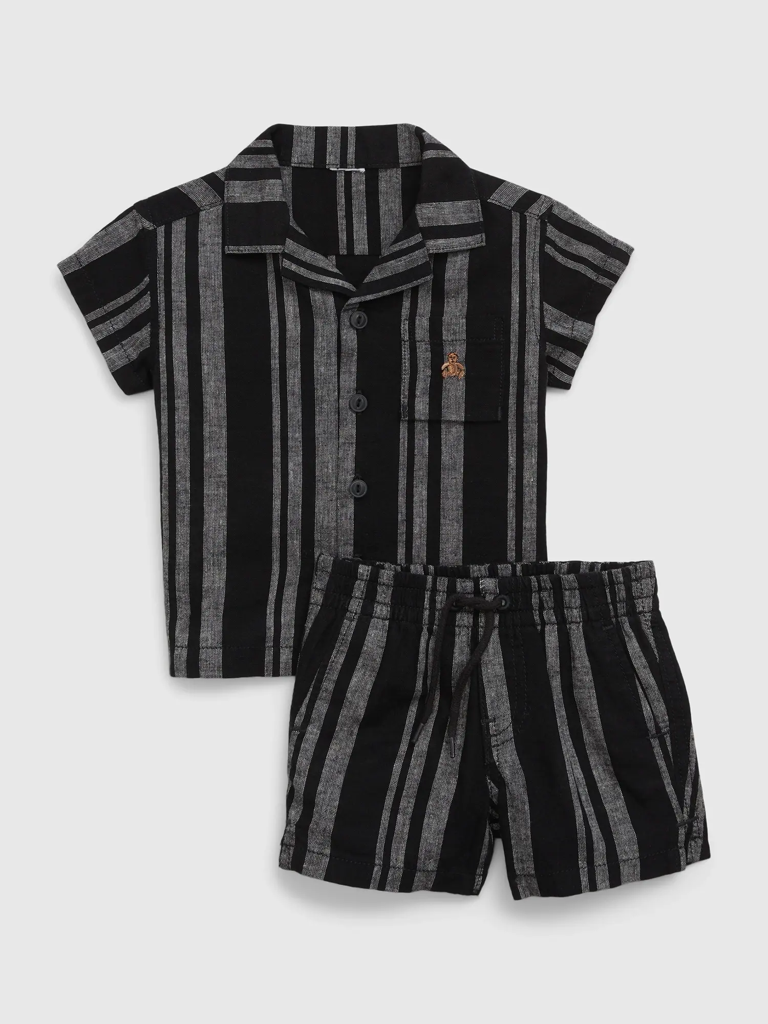 Gap Baby Linen-Cotton Stripe Outfit Set black. 1