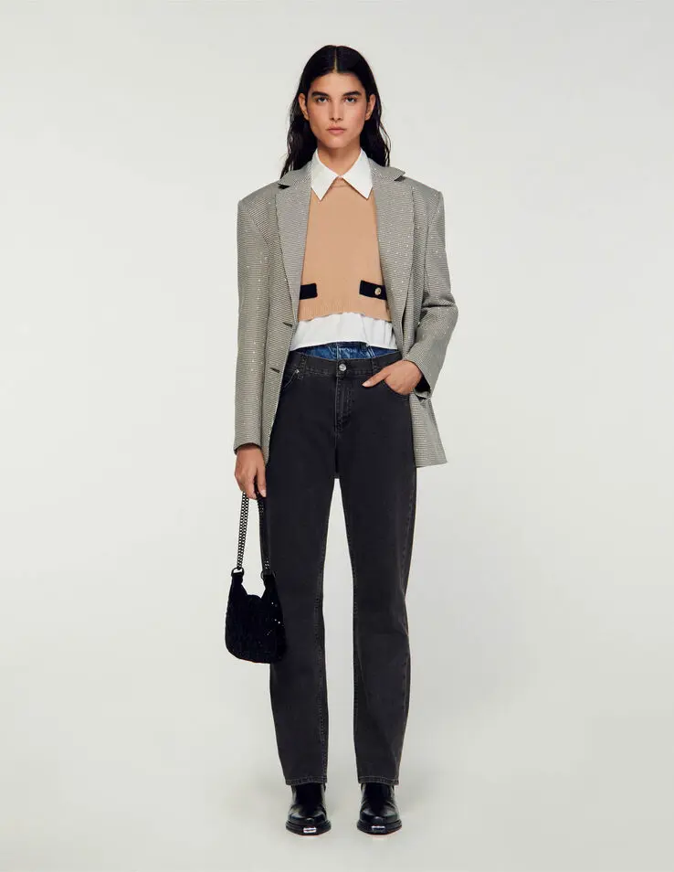 Sandro Cropped wool and cashmere sweater. 1
