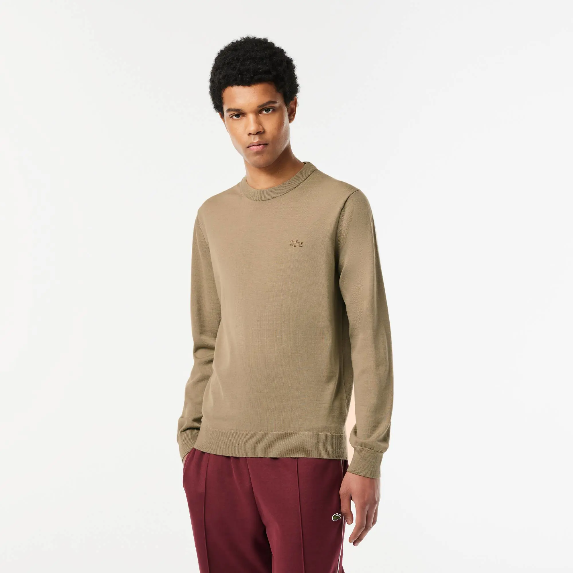 Lacoste Men's Crew Neck Merino Wool Sweater. 1