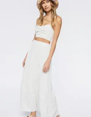Forever 21 Sweetheart Cropped Cami &amp; Maxi Skirt Set White