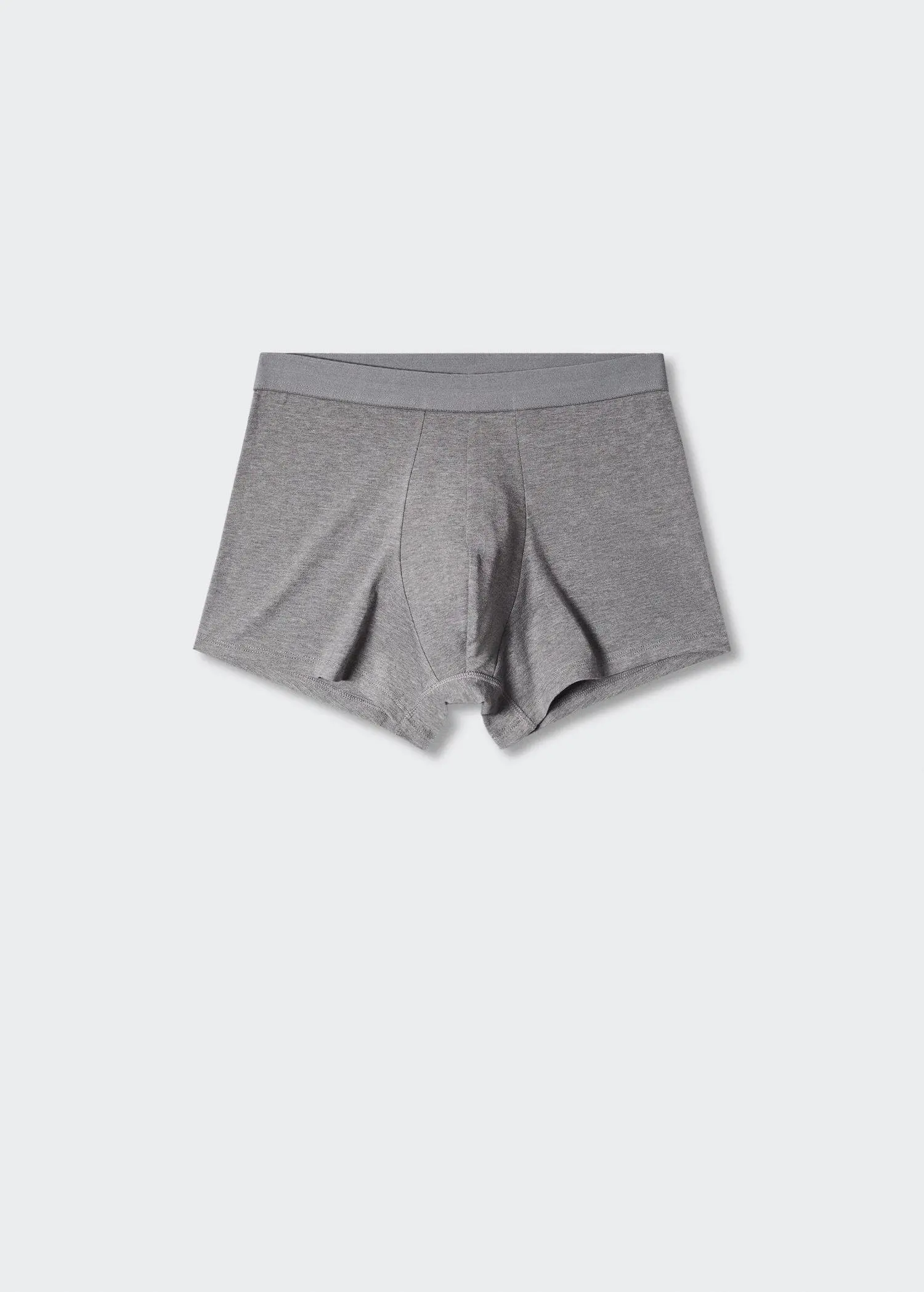 Mango 3-pack cotton boxers. a pair of gray boxers are on a white background. 