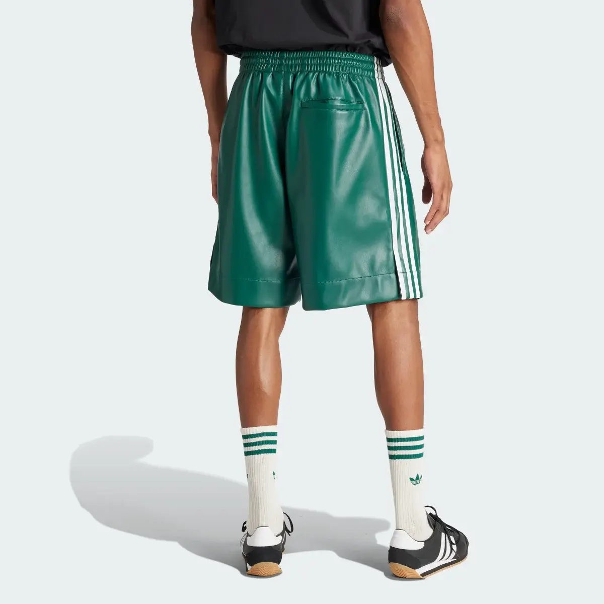 Adidas Faux Leather Adicolor 3-Stripes Shorts. 3