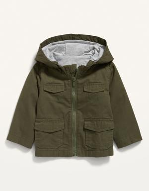 Unisex Hooded Canvas Utility Jacket for Baby brown