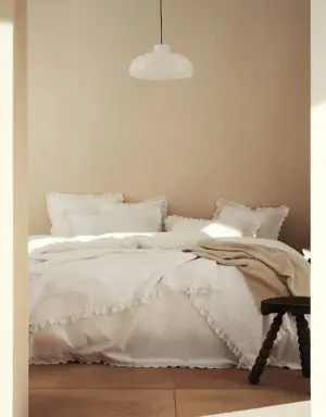 Funda nórdica algodón volante bordado cama 180cm