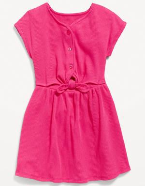 Printed Tie-Front Rib-Knit Dress for Toddler Girls pink