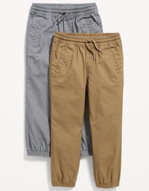 Functional-Drawstring Canvas Jogger Pants 2-Pack for Toddler Boys gray