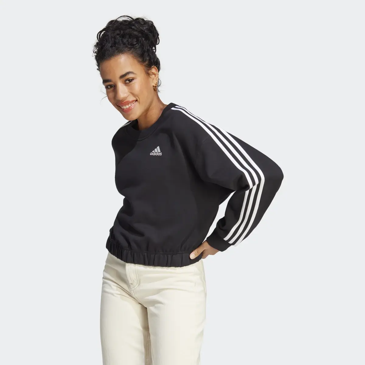 Adidas Essentials 3-Stripes Crop Sweatshirt. 2