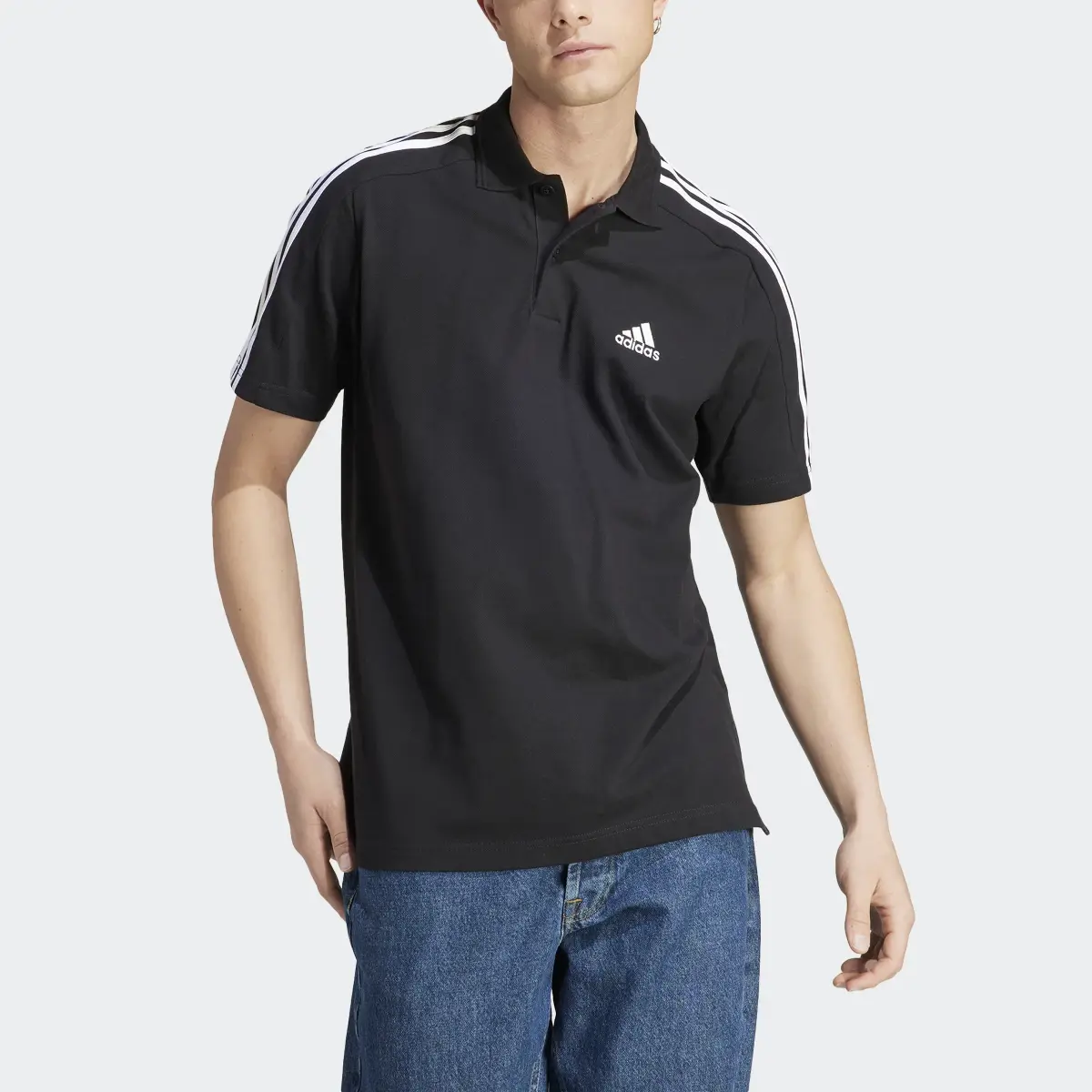 Adidas Essentials Piqué Embroidered Small Logo 3-Stripes Polo Tişört. 1