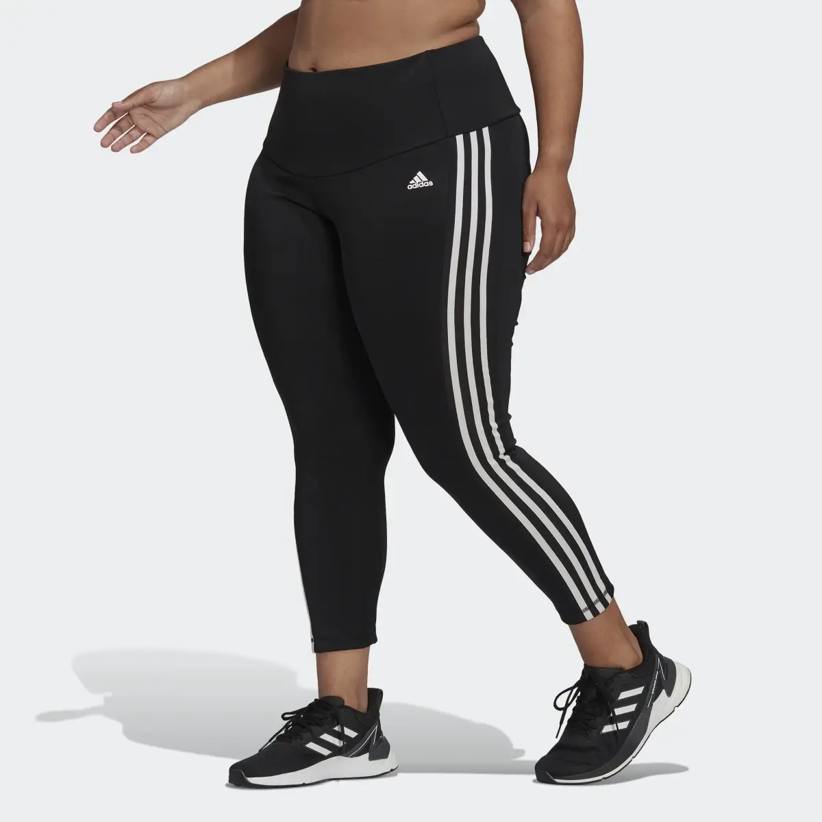 Adidas Designed to Move High-Rise 3-Streifen Sport 7/8-Leggings – Große Größen. 1