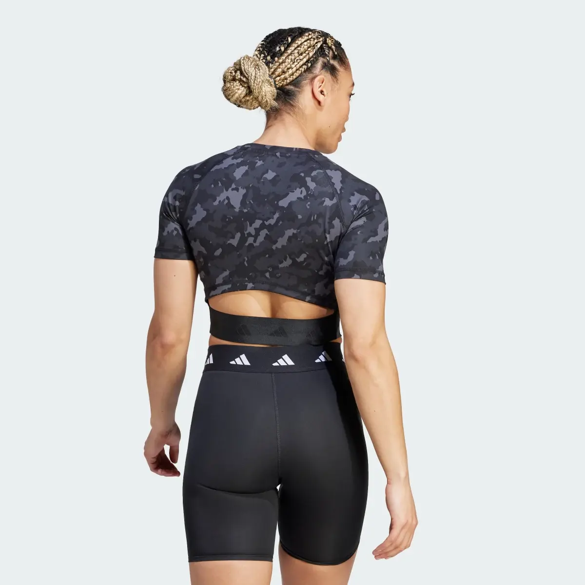 Adidas Techfit Camo Print Crop Training T-Shirt. 3