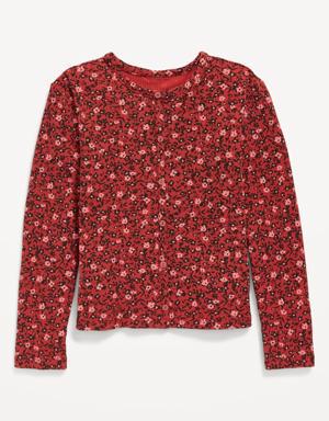 Old Navy Printed Rib-Knit Cardigan Top for Girls brown