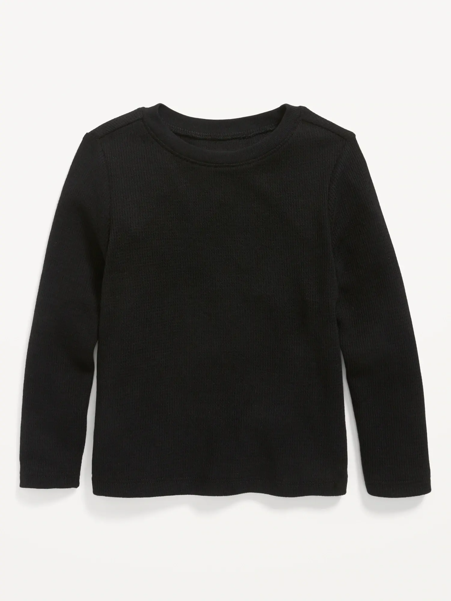 Old Navy Unisex Solid Long-Sleeve Thermal-Knit T-Shirt for Toddler black. 1