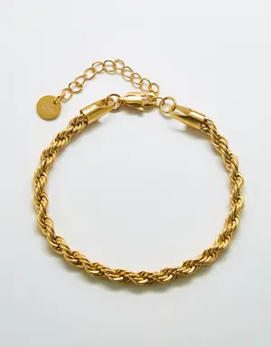 Gold Thick Rope Chain Bracelet gold