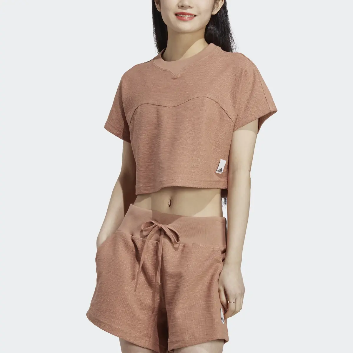 Adidas Lounge Terry Loop Crop Top. 1